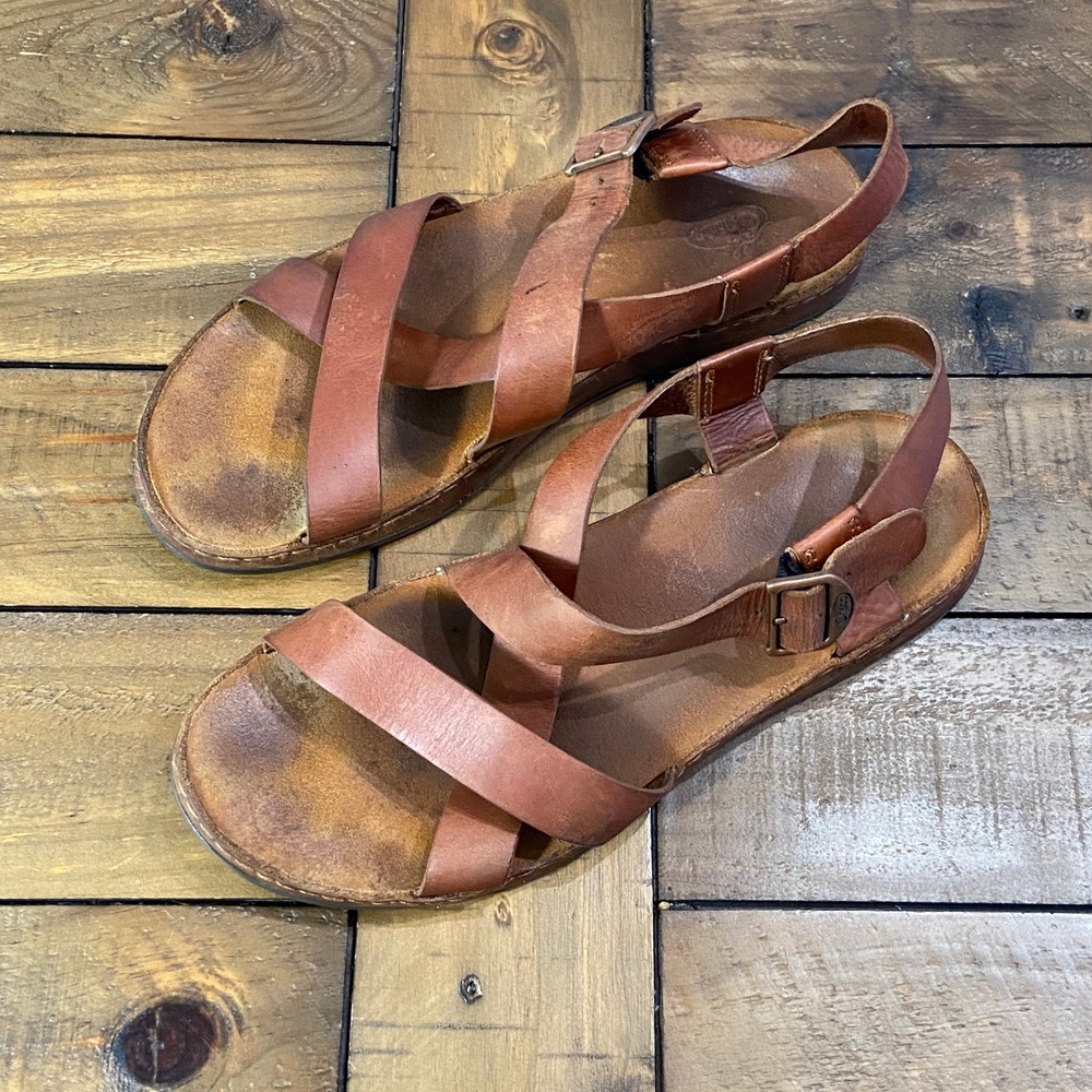 Chaco Wayfarer Leather Sandals Womens 9 Rust Brown Strappy J106528 Gladiator